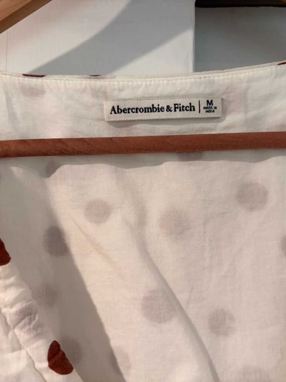 Abercrombie & Fitch Tie-Front Puff Sleeve Top - Size M - 100% Cotton - Picture 3 of 7